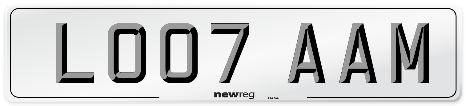 LO07 AAM Number Plate from New Reg